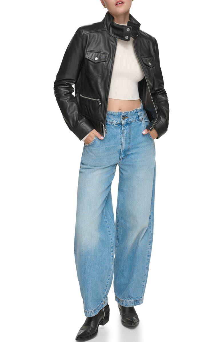 Andrew Marc Leather Moto Jacket, Alternate, color, 