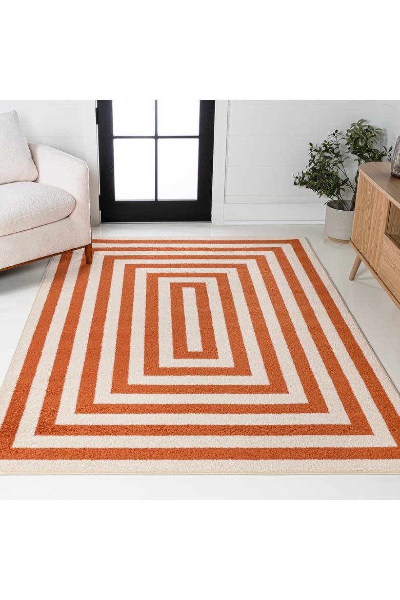 Bandol Modern Classic Mitre Stripe Area Rug, Alternate, color, Terracotta/Ivory