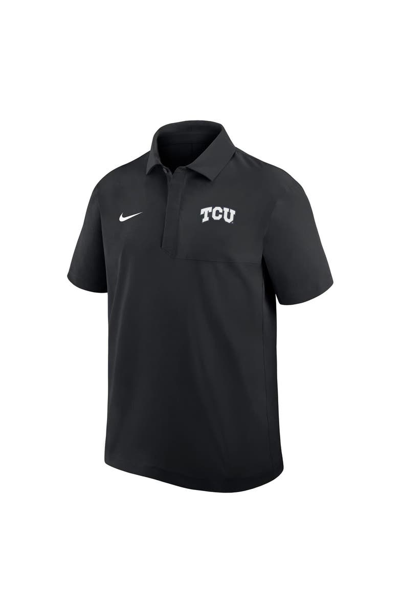 Nike Men's Nike Black TCU Horned Frogs Woven Polo, Alternate, color, Black