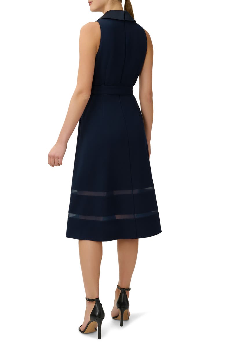 Adrianna Papell Satin Trim Crepe Midi Tuxedo Dress | Nordstrom