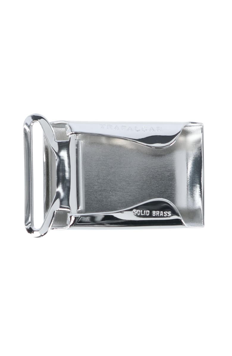 Trafalgar 25mm Engine Turned Engraved Compression Belt Buckle with Small Loop, Alternate, color, Silver