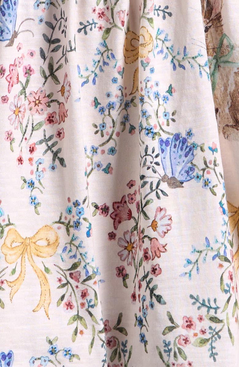 NEXT Kids' Floral Long Sleeve Cotton Dress, Alternate, color, Cream