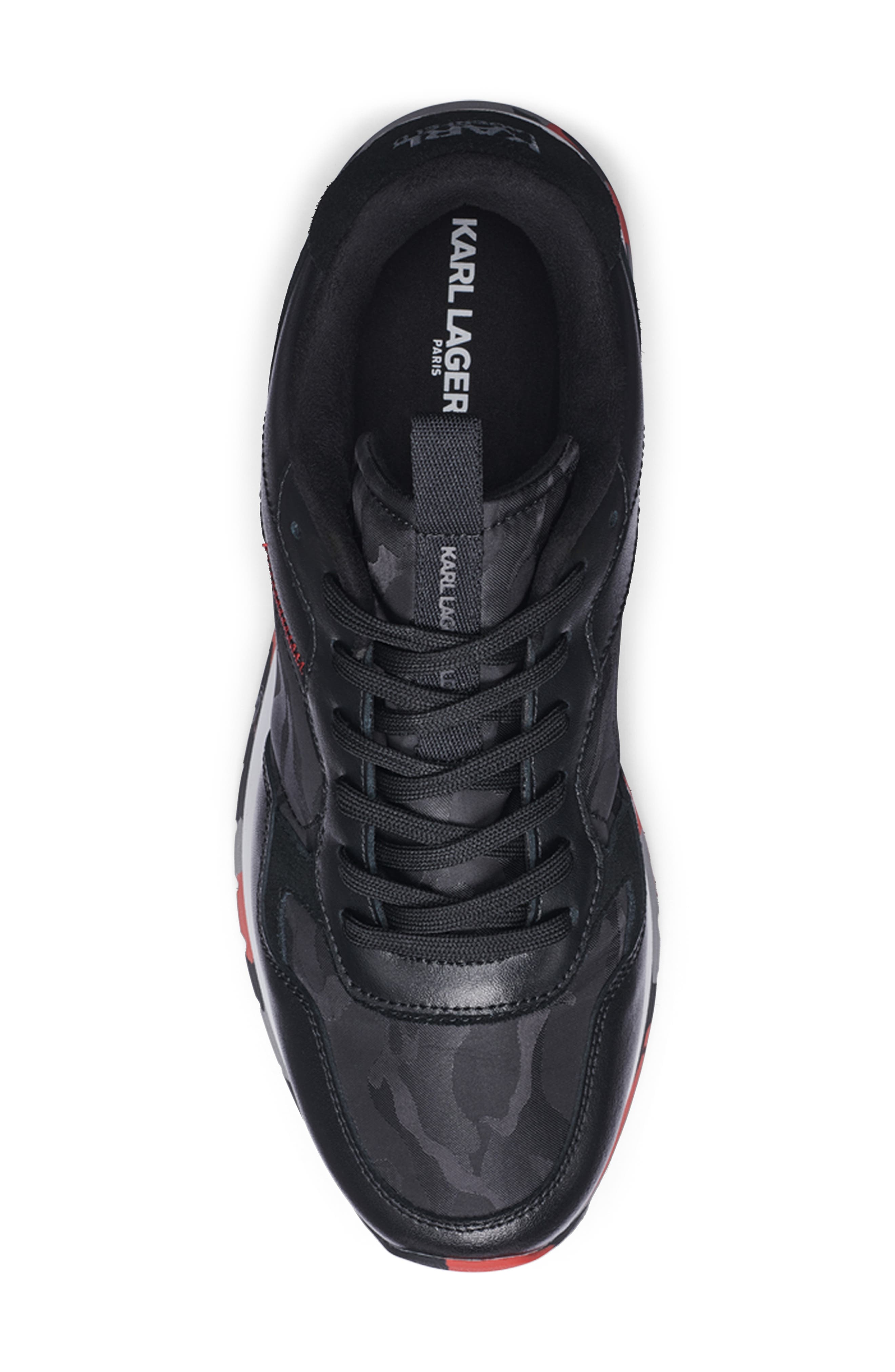 KARL LAGERFELD PARIS Camo Runner Sneaker, Alternate, color, Black
