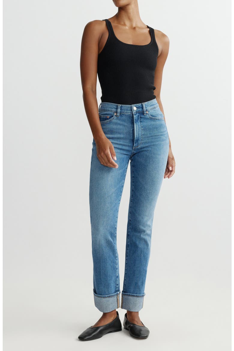 Halle Straight High Waist Instasculpt™ Cuff Jeans, Alternate, color, SPRING CREEK CUFFED