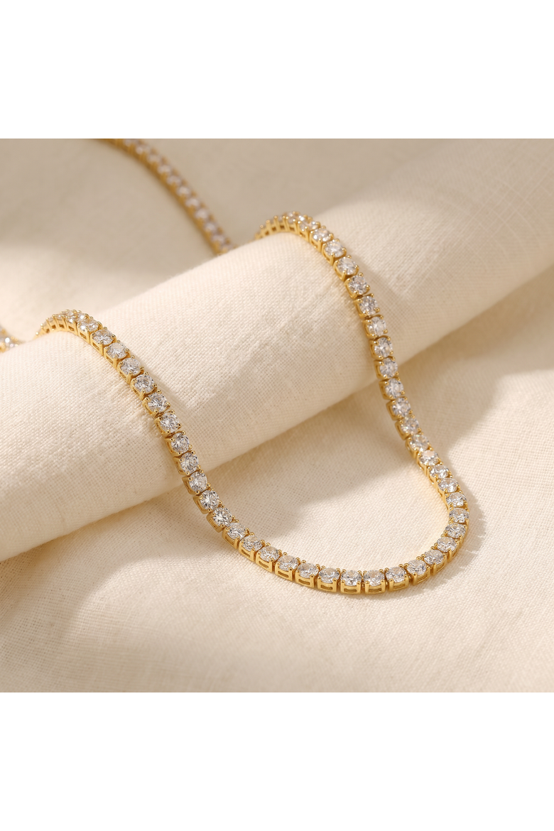 29 Ct Diamond Tennis Necklace 14K Gold 15" Lab Grown, Alternate, color, 14k Yellow Gold