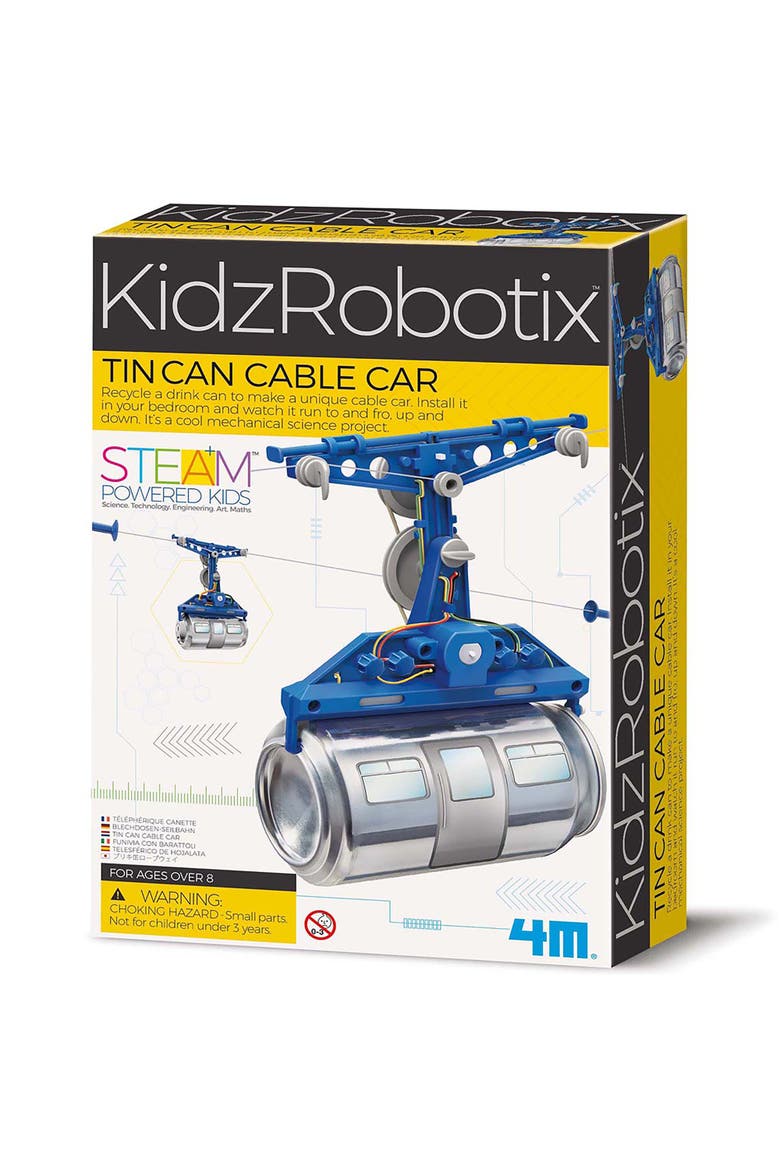 KidzRobotix Tin Can Cable Car, DIY Building Science Kit, Kids 8+, Main, color, Multicolored