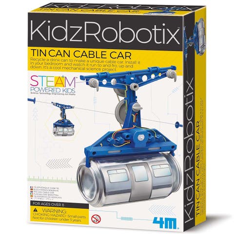 KidzRobotix Tin Can Cable Car, DIY Building Science Kit, Kids 8+