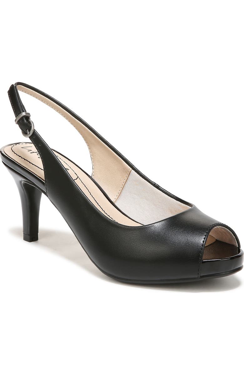 LifeStride Teller Slingback Peep Toe Pump - Wide Width Available, Main, color, Black