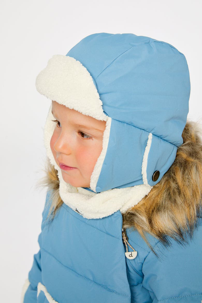 Lined Faux Fur Ear Flap Chin Strap Chapka, Alternate, color, Blue-Grey