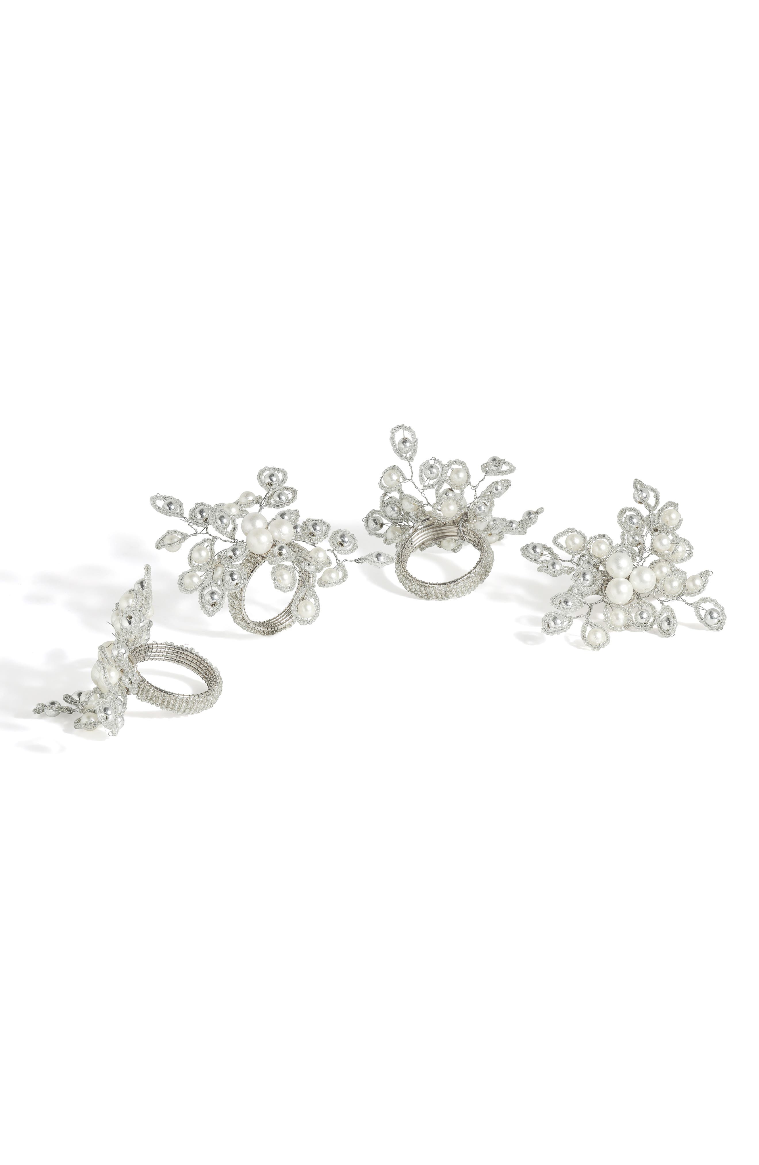 Tiramisu Arctic Halo Set of 4 Faux Pearl Napkin Rings