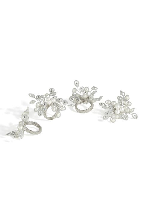 Arctic Halo Set of 4 Faux Pearl Napkin Rings