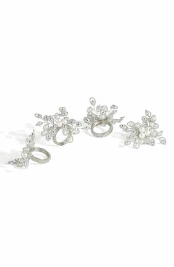 Tiramisu Arctic Halo Set of 4 Faux Pearl Napkin Rings