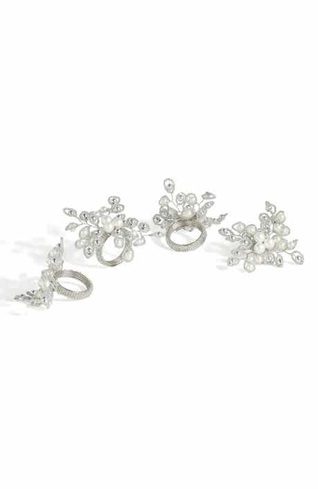 Tiramisu Arctic Halo Set of 4 Faux Pearl Napkin Rings