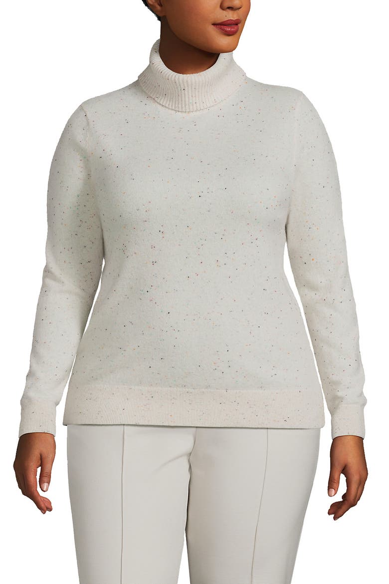 Cashmere Turtleneck Sweater, Main, color, Fresh Ivory Rainbow Donegal