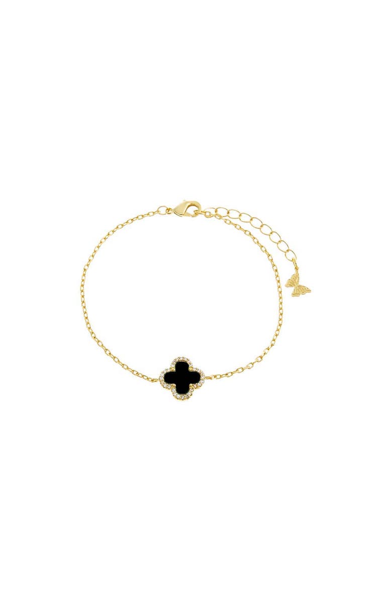 BY ADINA EDEN Pave Outlined Four Leaf Clover Bracelet, Main, color,