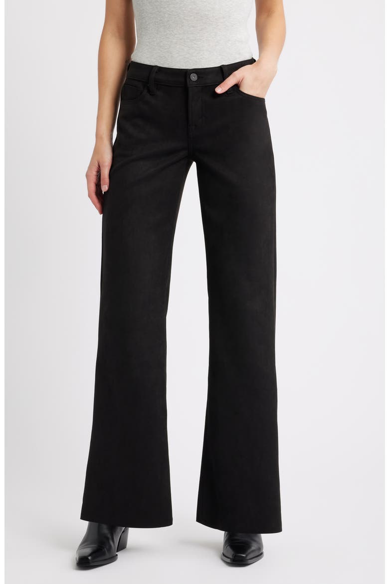 Faux Suede Comfort Flare Pants, Main, color, BLACK
