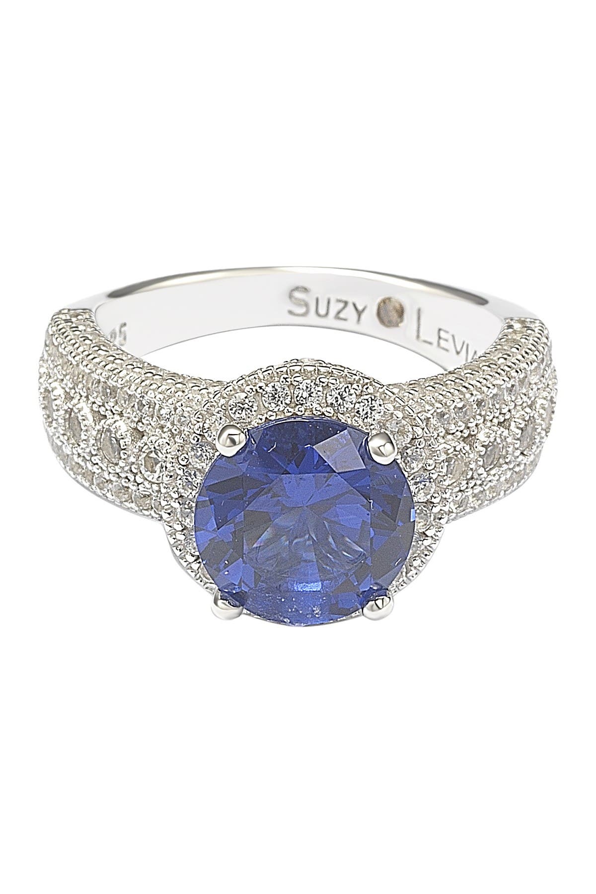 SUZY LEVIAN Sterling Silver Round-Cut Blue Sapphire & Diamond Accent Ring - 0.02 ctw