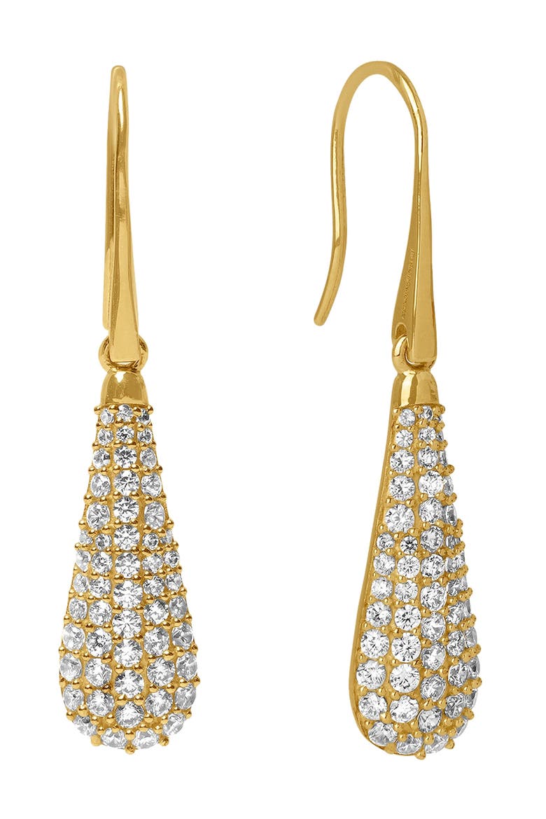 Margaux Pavé Drop Earrings, Main, color, WHITE TOPAZ/ GOLD