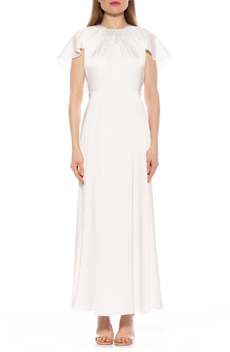 Alexia Admor Danica Capelet Sleeve Satin Maxi Dress, Main, color, 