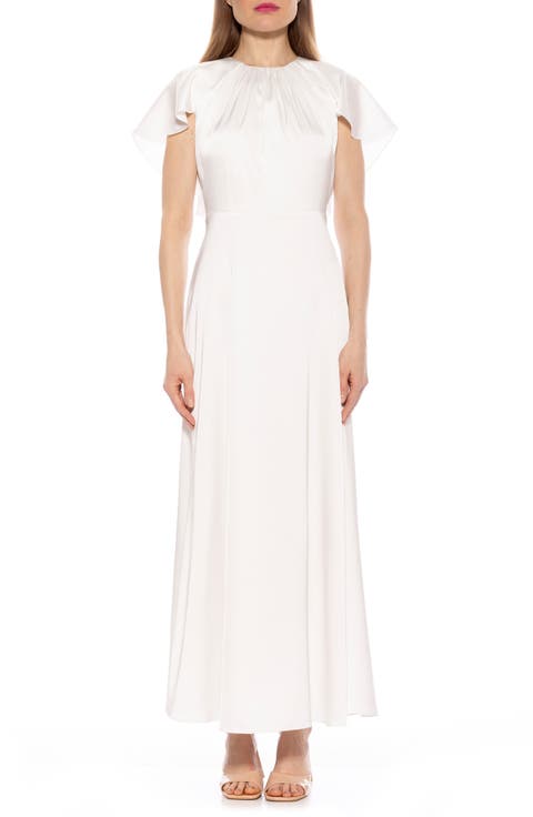 Danica Capelet Sleeve Satin Maxi Dress