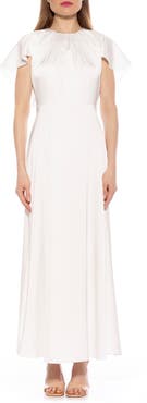 Alexia Admor Danica Capelet Sleeve Satin Maxi Dress
