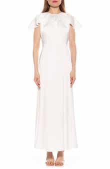 Alexia Admor Danica Capelet Sleeve Satin Maxi Dress
