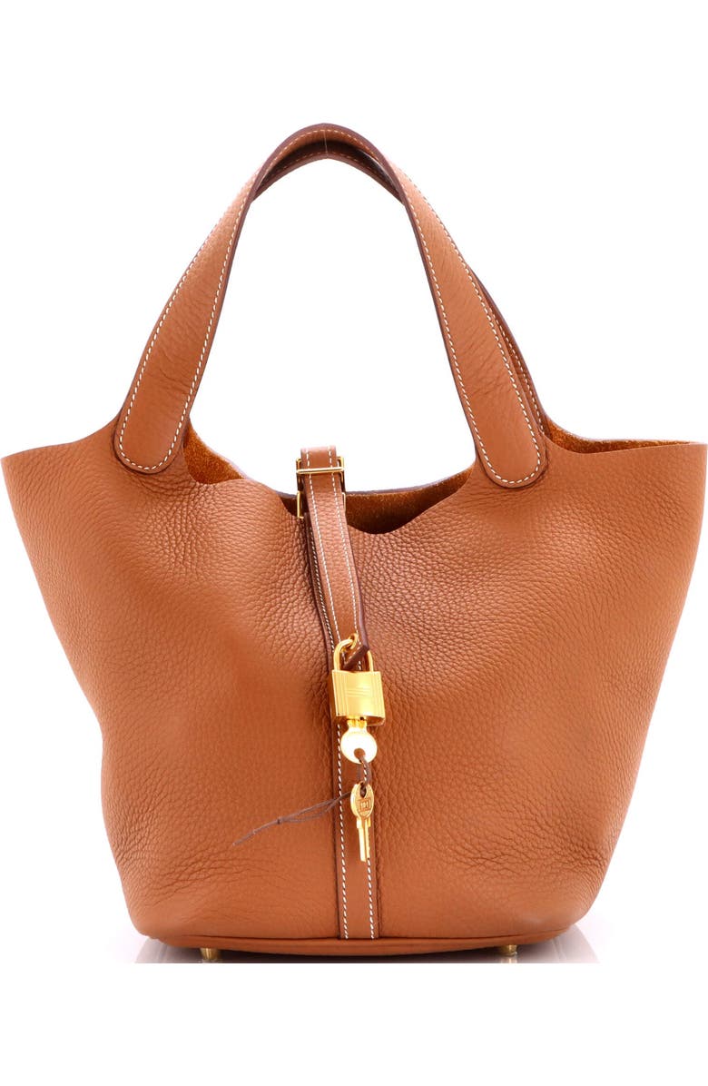 Pre-Owned Hermes Picotin Lock Bag Clemence MM, Main, color, Gold