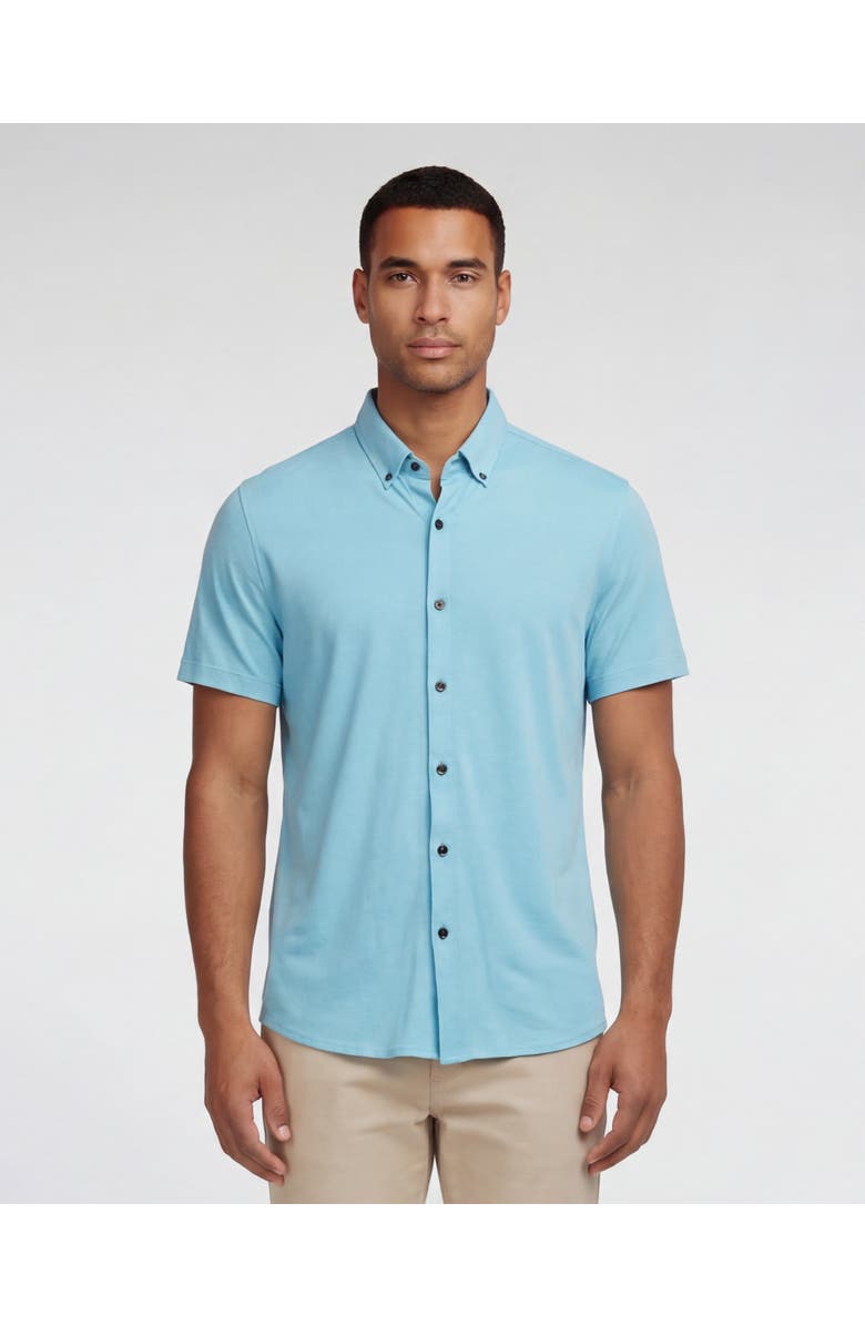 Lords of Harlech Mens Merino Wool Button-up Shirt, Main, color, Teal