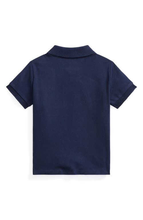 Ralph Lauren Embroidered Logo Cotton Piqué Polo In Blue