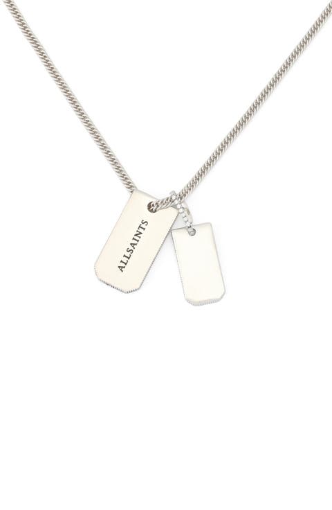 Dog Tag Long Pendant Necklace