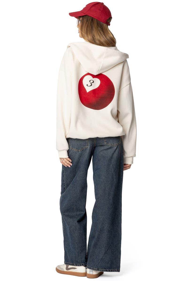 EDIKTED Magic 3 Oversize Graphic Zip Hoodie, Alternate, color, Cream