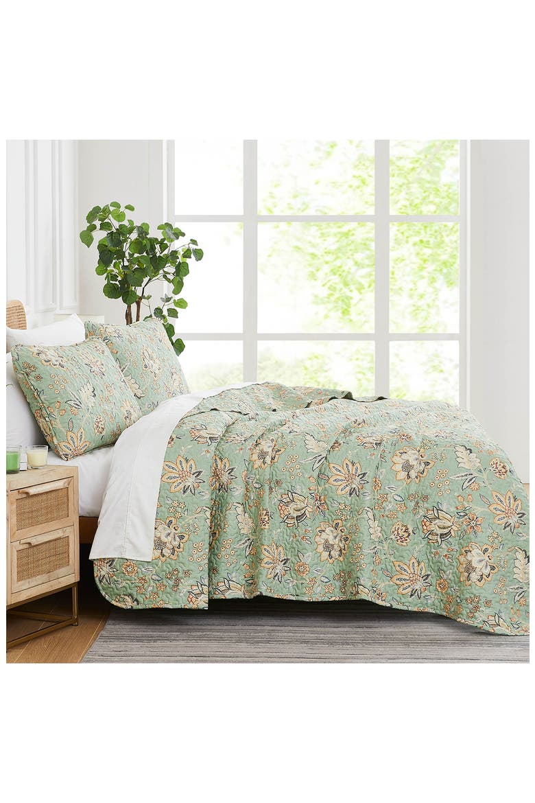 Jacobean Willow Oversize Quilt Set, Main, color, GREEN
