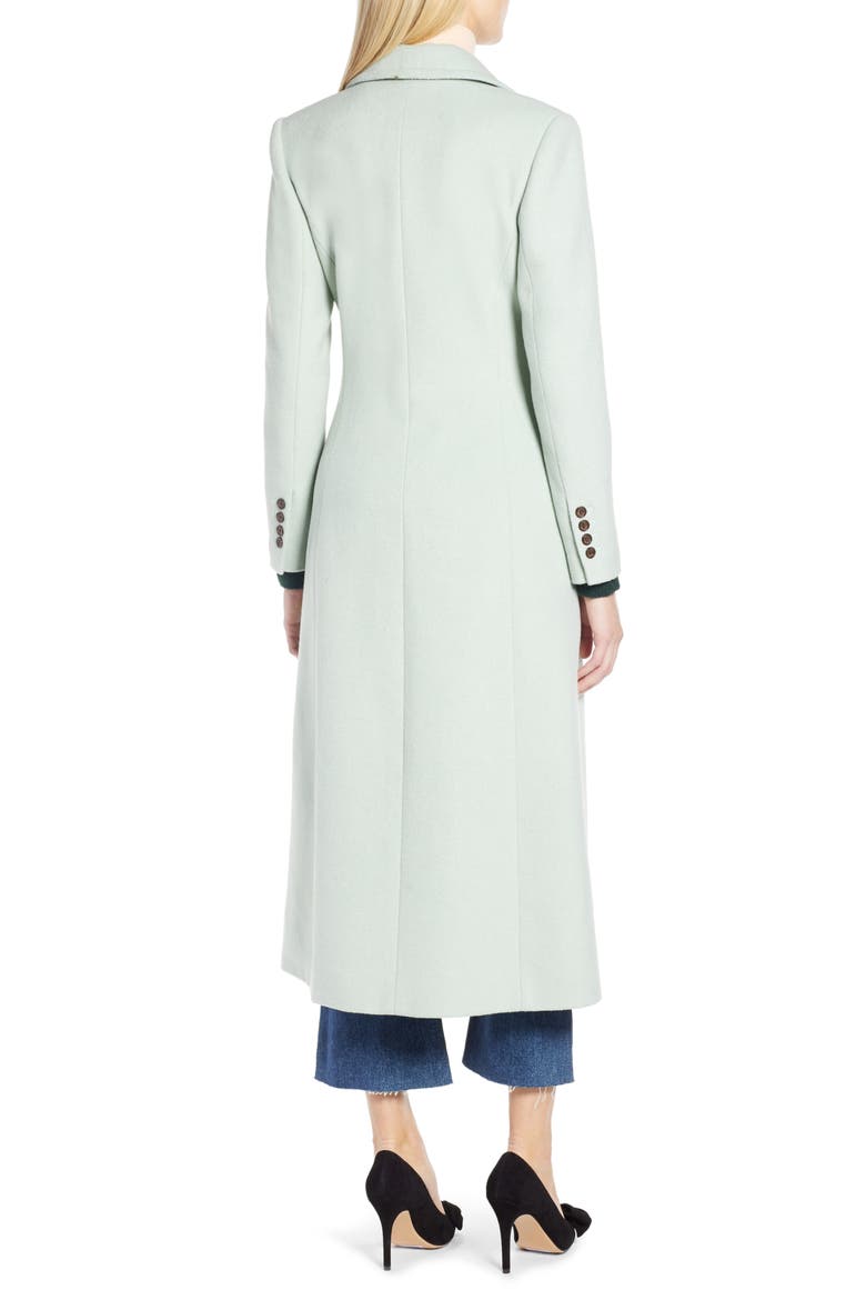 x Atlantic-Pacific Double Breasted Long Coat, Alternate, color, GREEN FROZEN