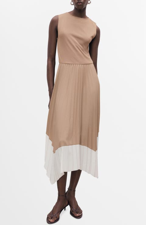 Sleeveless Pleated Asymmetric Dress