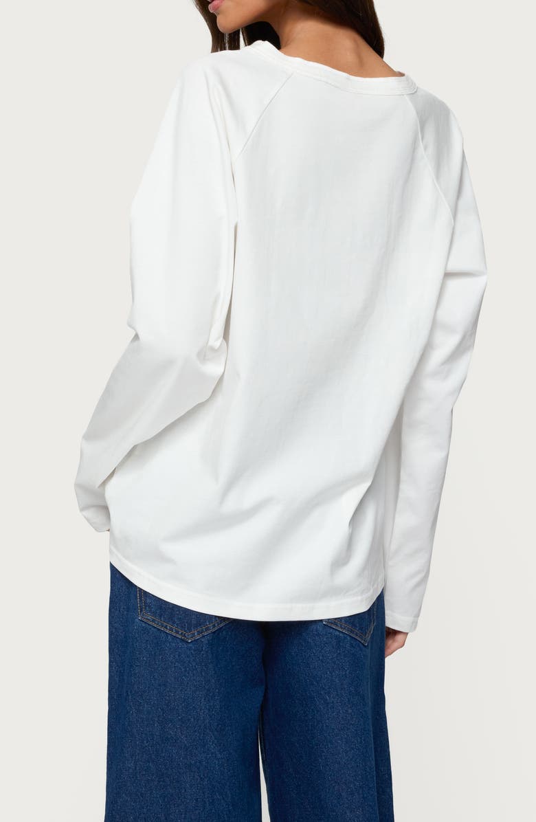 EDIKTED Cyrus Oversize Cotton Henley, Alternate, color, White