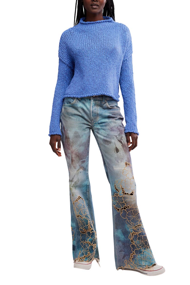 Opal Roll Neck Crop Sweater, Alternate, color, PERI BLUE