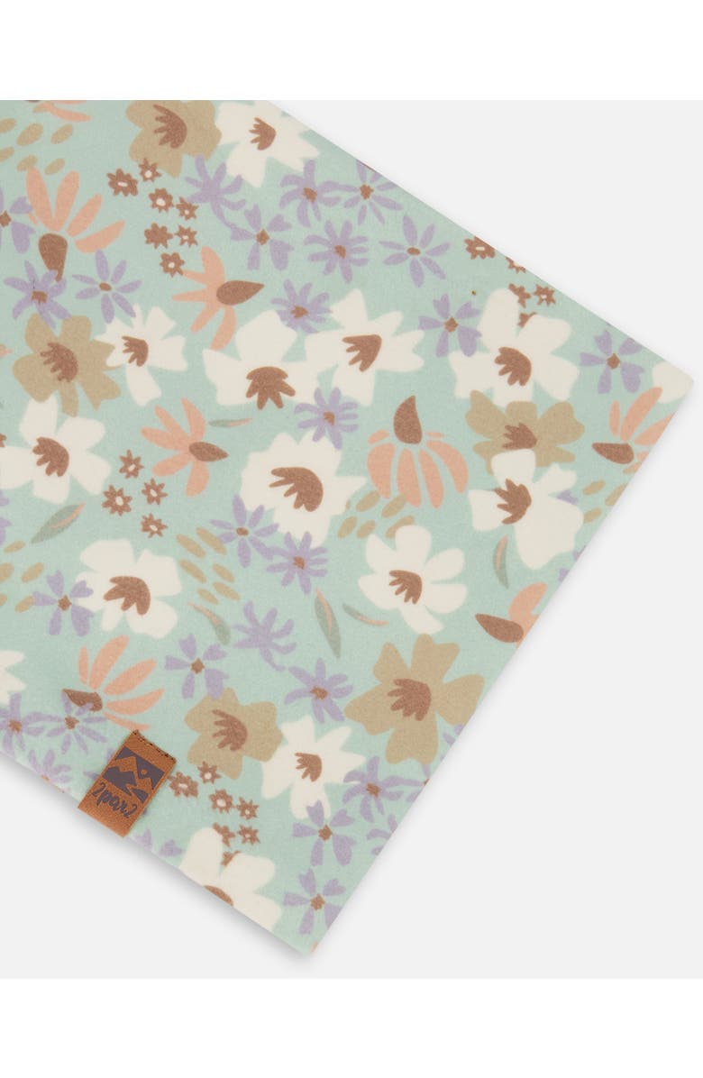 Deux par Deux Girl's Printed Neck Tube Small White Flowers On Turquoise And Lilac, Alternate, color, 