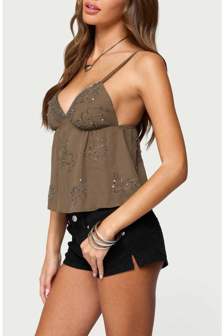 Raia Beaded Babydoll Camisole, Alternate, color, OLIVE