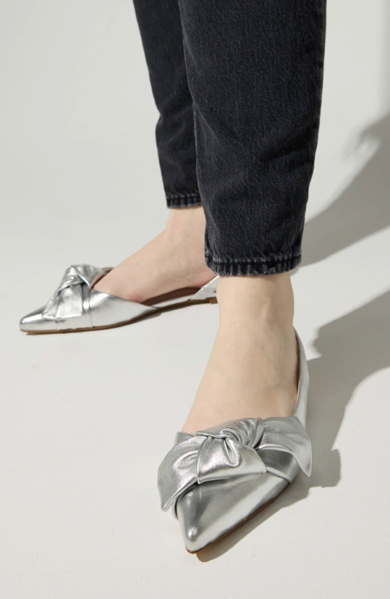 Yosi Samra Violet Half d'Orsay Pointed Toe Slingback Flat, Alternate, color, Silver