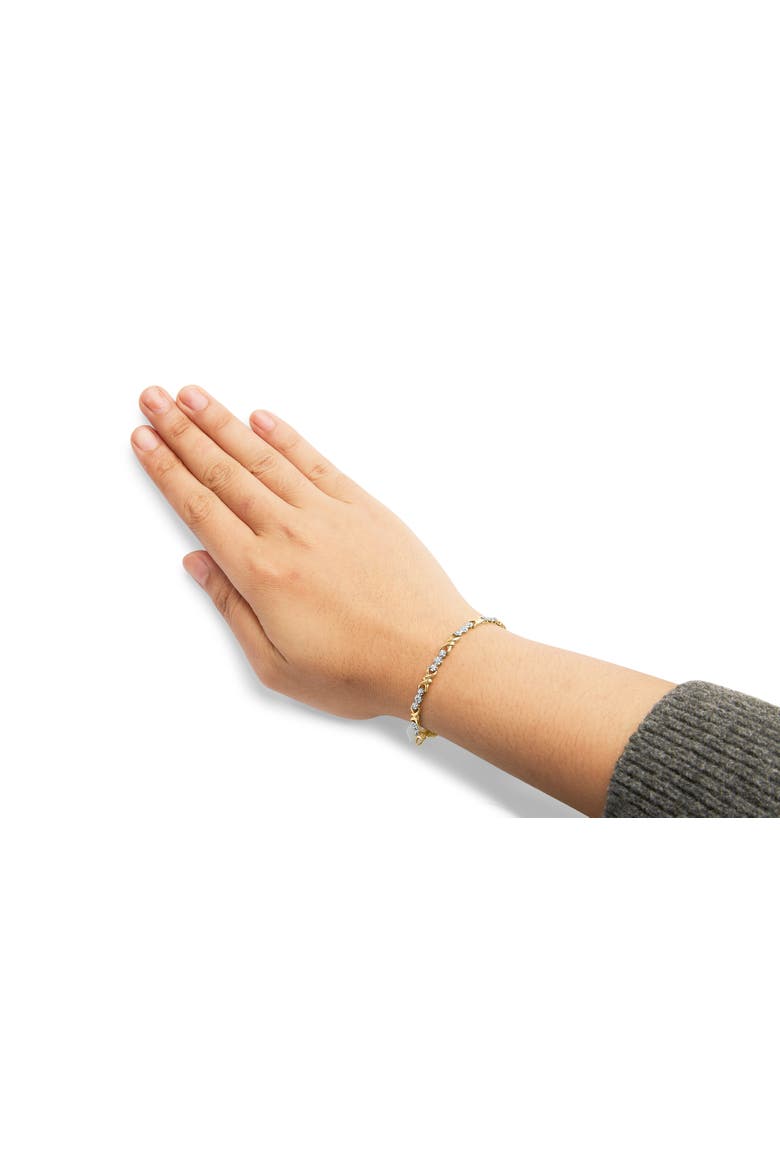 10k Yellow Gold 1/3 Cttw Diamond 3 Stone and X-Link Bracelet - 7.50" Inches, Alternate, color, Yellow