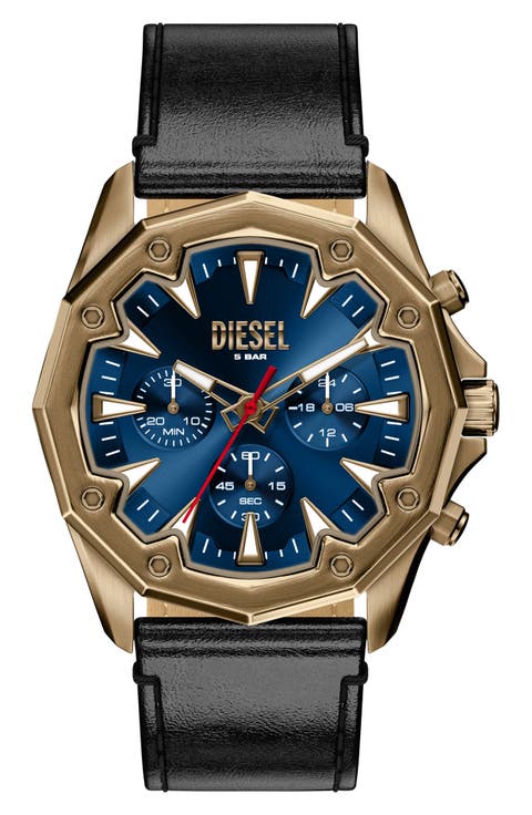 Stinger Chronograph Leather Strap Watch, 46mm