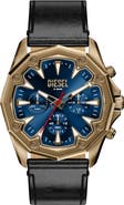 DIESEL® Stinger Chronograph Leather Strap Watch, 46mm