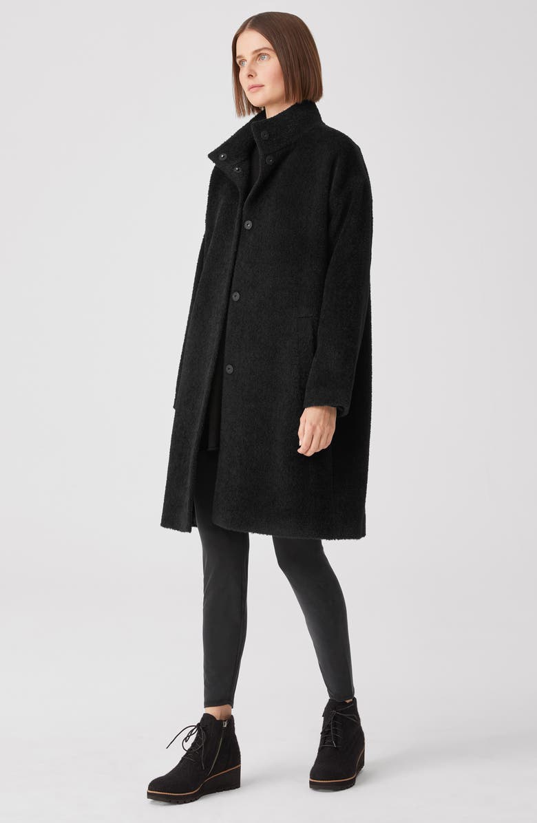 Eileen Fisher Stand Wool Blend Collar Coat, Alternate, color,