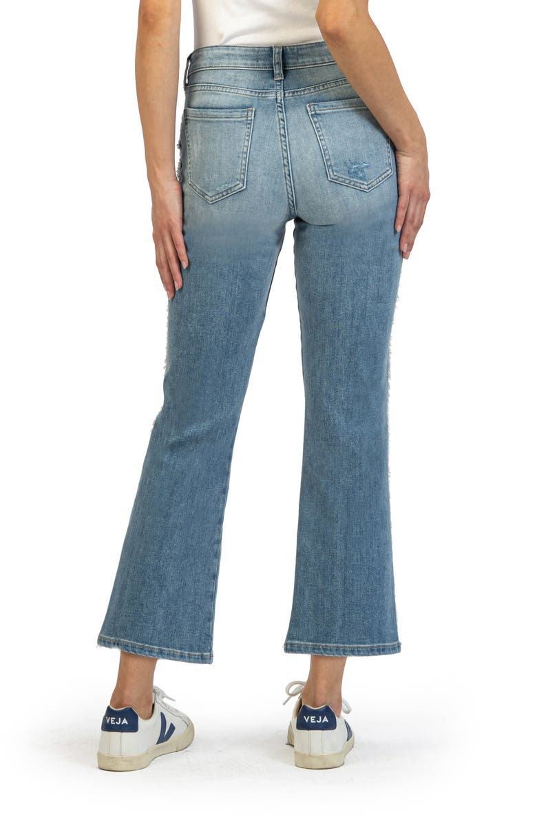 KUT from the Kloth Kelsey Fab Ab Distressed High Waist Ankle Flare Jeans, Alternate, color, 