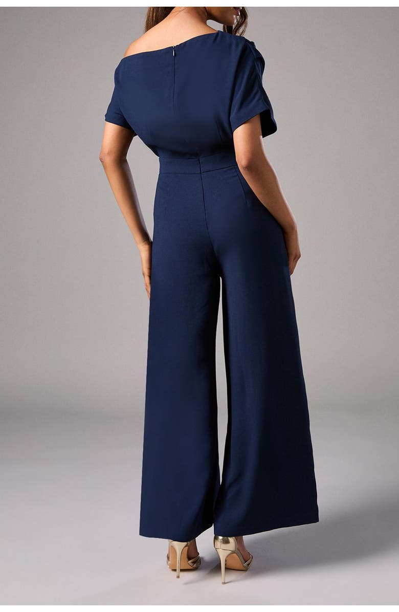 Coast Petite Pleat Off The Shoulder Jumpsuit, Alternate, color, Navy