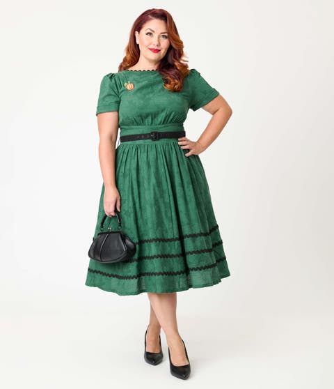 Plus Size Boatneck Ricrac Swing Dress