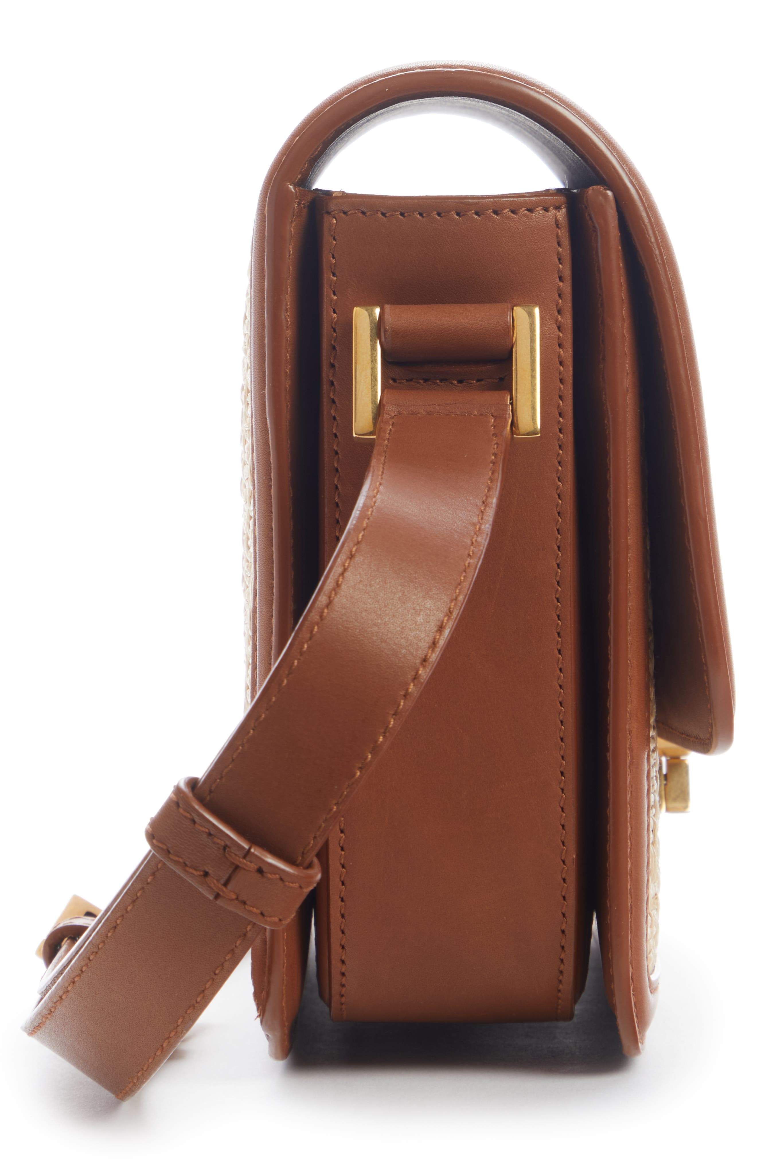 Saint Laurent Small Solfernio Raffia Shoulder Bag, Alternate, color, 