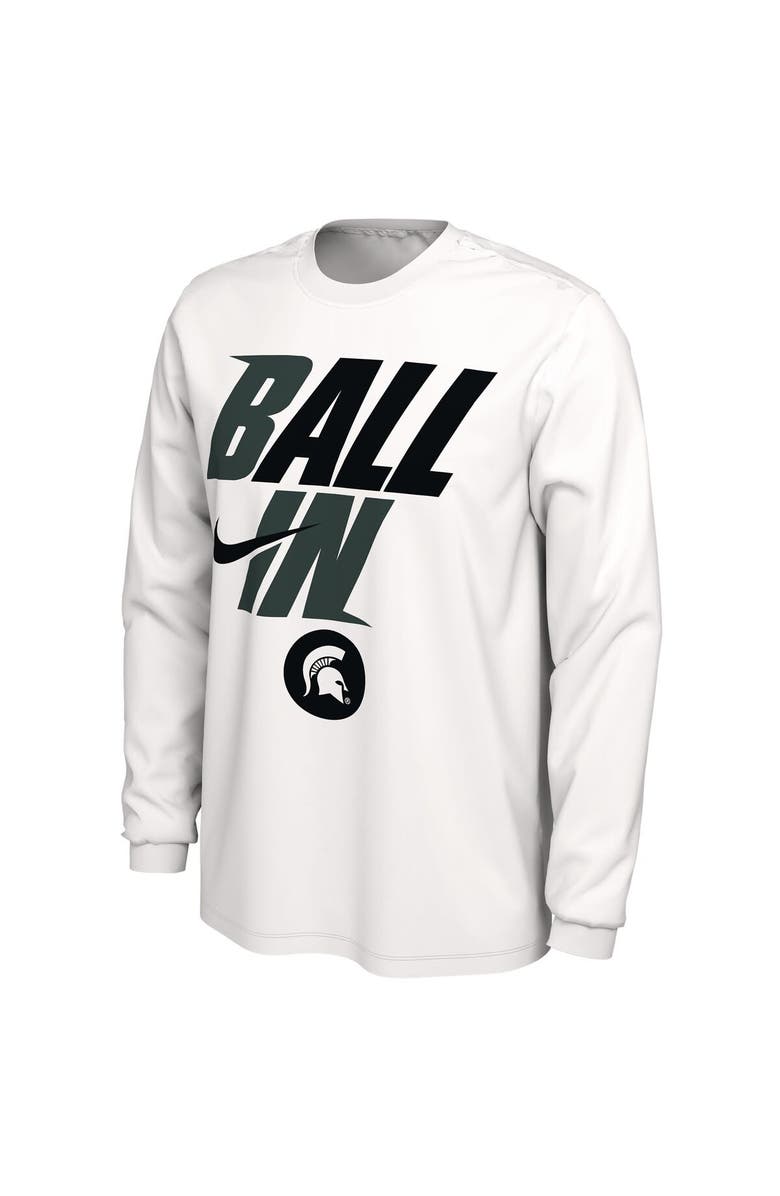 Nike Men's Nike White Michigan State Spartans Ball In Bench Long Sleeve T-Shirt, Alternate, color, 
