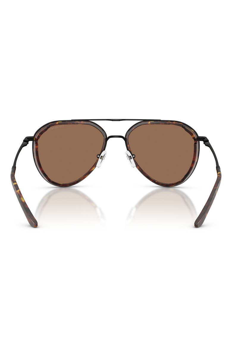 Emporio Armani 56mm Pilot Sunglasses, Alternate, color, Matte Black / Dark Brown