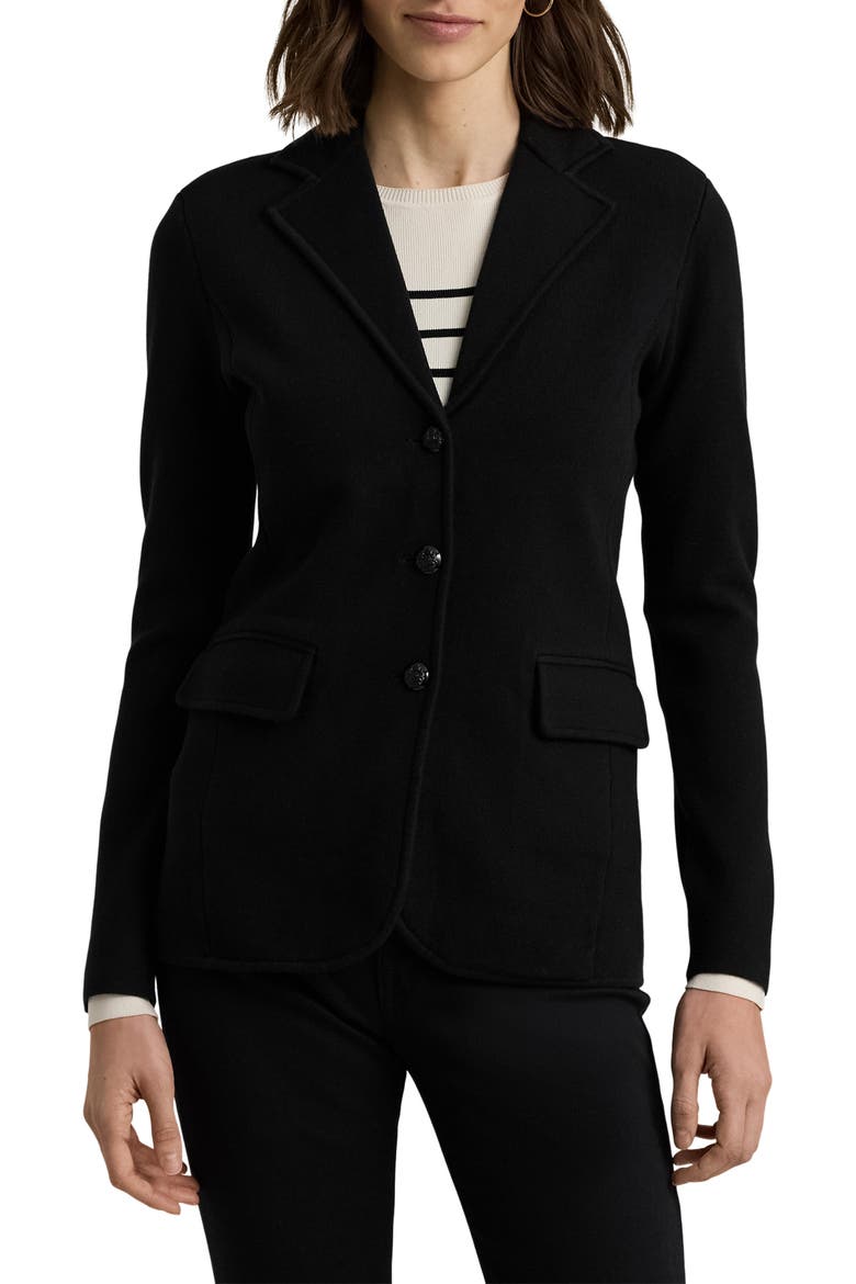 Combed Cotton Blend Blazer, Main, color, POLO BLACK